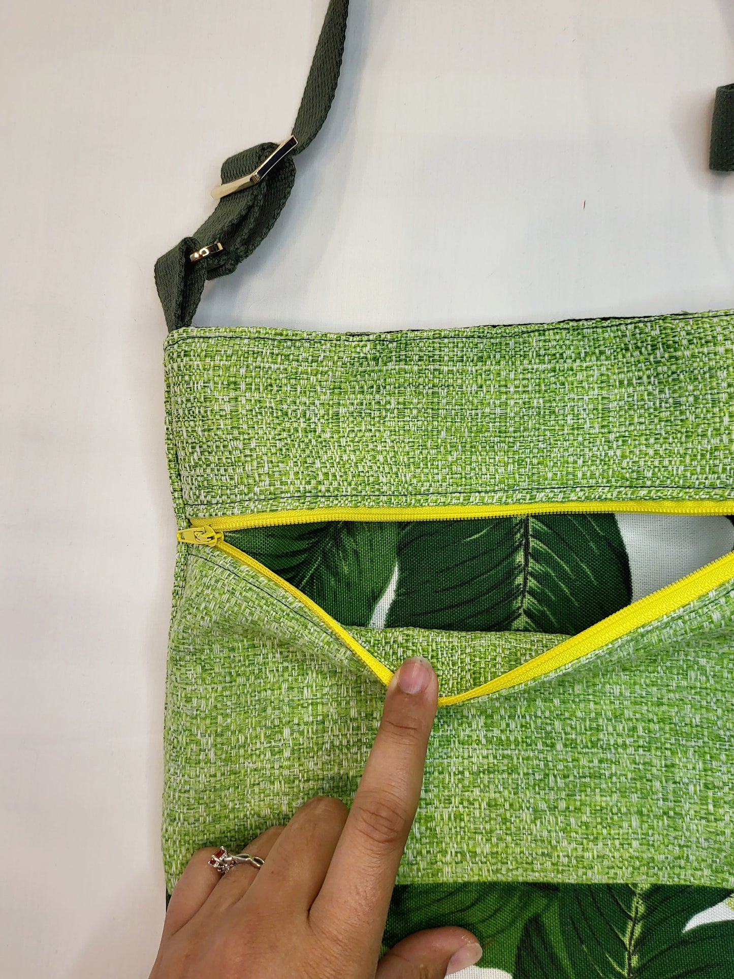 Crossbody Bag- Green and Plantain leaf