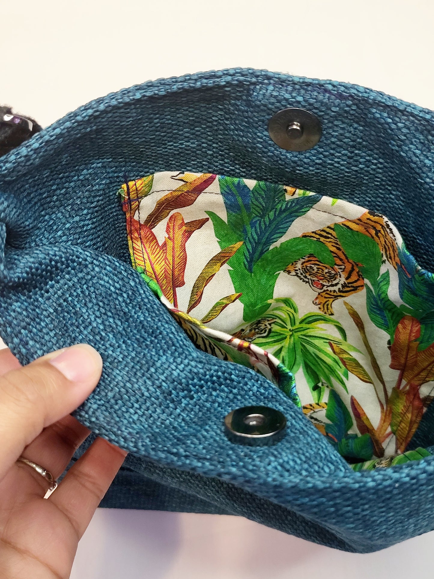 Crossbody Bag- Teal and Tigers